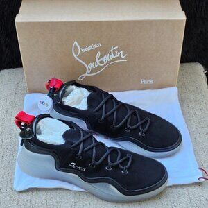 Christian Louboutin Men Shoes Flat Sport Sneaker Black Suede Size 45 Italy new